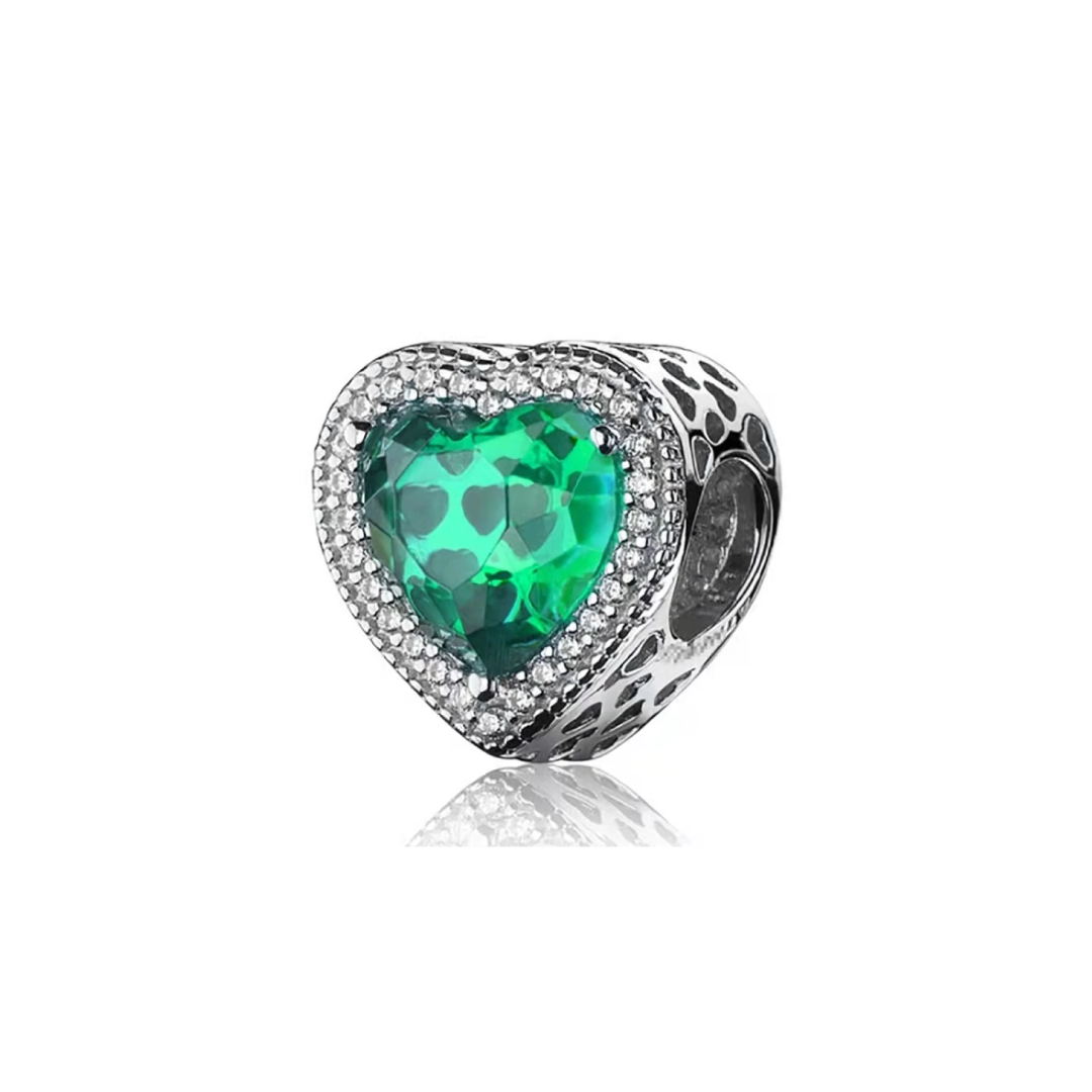 Green Zirconia Heart Charm