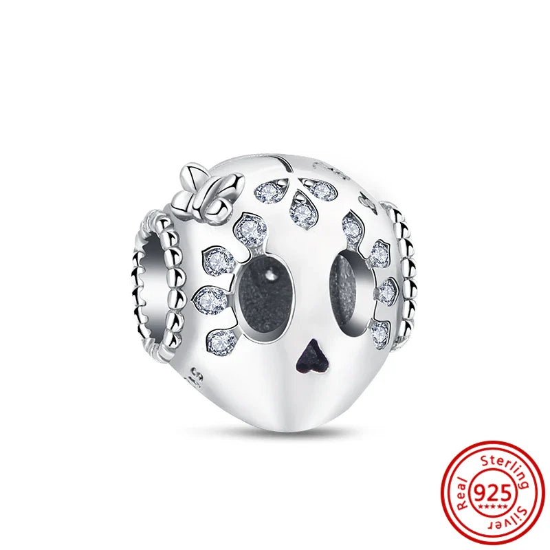 Charm de calavera de plata para Halloween