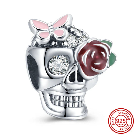 Halloween Skull Rose Charm